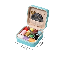 Синий Наборы инструментов для вязания своими руками, включая провод, нитевдеватель, игла, наперсток, ножницы, синие, 9.6x9.6 см