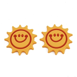 Солнце Кабошоны пвх, прорезиненный, оранжевые, солнце, 27.5x28.5x3 мм