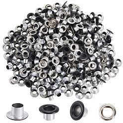 Черный 300 комплекты железных люверсов для люверсов, с шайбами, сменный пакет для ремонта сумки, чёрные, 0.7x0.4 см, Внутренний диаметр: 0.4 cm