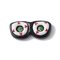 Glasses Кабошоны из непрозрачной смолы на тему Хэллоуина, чёрные, узор в очках, 12x28x6.5 мм