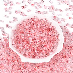 Светло-Коралловый Прозрачные стеклянные бусины для выпечки, рис, свет коралловый, 7x4~4.5 мм, отверстие : 1 мм, Около 2812 шт / фунт
