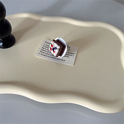 Food Регулируемые кольца на палец для женщин из смолы и пластика для послеобеденного чаепития, платина, торт, 27x27 мм, внутренний диаметр: 16.8~17.1 мм