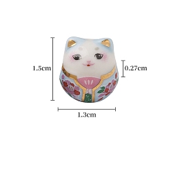 Светло-Синий Фарфоровые бусины ручной работы, Maneki Neko, голубой, 15x13 мм, отверстие : 2.7 мм