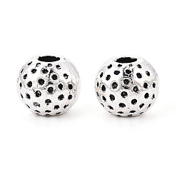 Античное Серебро Текстурированные тибетские бусины из сплава, круглые, античное серебро, 9.5x8.5 мм, отверстие : 3 мм, Около 434 шт / 1000 г