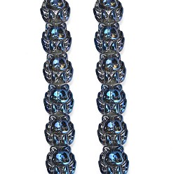 Прусский Синий Гальванические стеклянные бусины, лиса, с половиным покрытием, с покрытием цвета радуги, берлинская лазурь, 18x18x13.5 мм, отверстие : 1.5 мм, около 40 шт / нитка, 27.17'' (69 см)