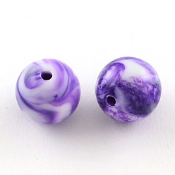 Blue Violet Opaque Acrylic Beads, Round, Blue Violet, 10mm, Hole: 2mm, about 950pcs/500g