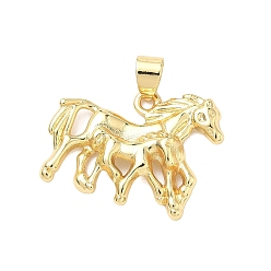 Настоящее золото 18K Латунные подвески, лошади прелести, долговечный, без кадмия и без свинца, реальный 18 k позолоченный, 19.5x26x4 мм, отверстие : 5x4 мм