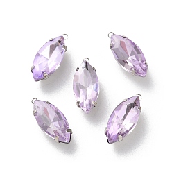 Фиолетовый Горный хрусталь подвески, с латунной фурнитурой , лошадиный глаз , фиолетовые, 16.5x7x5.5 мм, отверстие : 1.2 мм