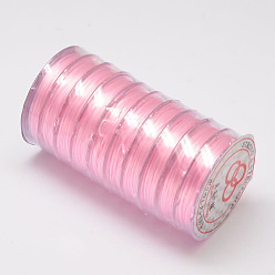 Pearl Pink Flat Elastic Crystal String, Elastic Beading Thread, for Stretch Bracelet Making, Pearl Pink, 0.8mm, about 10.93 yards(10m)/roll