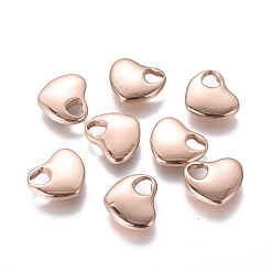 Розовое Золото Ионное покрытие (ip) 304 кулоны для штамповки из нержавеющей стали, сердце, розовое золото , 13x15x3.7 мм, отверстие : 4x5 мм