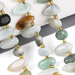 Бирманский Нефрит Натуральные нити бусин из нефрита, самородки, Топ пробуренной, упавший камень, с бисером, 9.5~25x4~11.5x3.5~8 мм, отверстие : 0.8~1 мм, около 42~61 шт / нитка, 14.96~16.14'' (38~41 см)