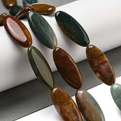 Натуральный Агат Естественный океан шарики агата стренг, Плоско-овальные, 30x13x5.5 мм, отверстие : 1 мм, около 13 шт / нитка, 15.35'' (39 см)