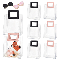 (52) Непрозрачная лаванда 12шт 2цвета ПВХ подарочные пакеты, с ручкой, прозрачные свадебные сумки для конфет, прямоугольные, с 2 пучками 2 цветов полиэфирной шифоновой лентой, разноцветные, мешки: 24 см, развернуть: 200x181x95 мм, о 6шт / цвет