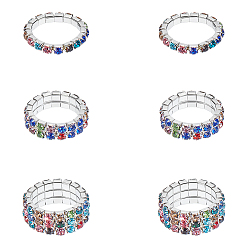 Платина 2 сумки железные кольца для пальцев, со стразами, платина, Внутренний диаметр: 1.8 cm