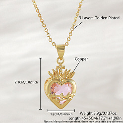 Золотой Латунные ожерелья с подвеской в виде сердца из розовой смолы для женщин, золотые, 17.72 дюйм (45 см)