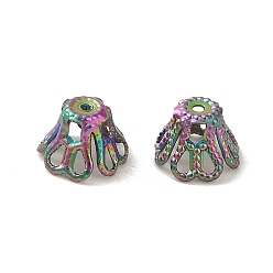 Rainbow Color 304 из нержавеющей стали шарик крышки, цветок, Радуга цветов, 6.5x5 мм, отверстие : 0.9 мм