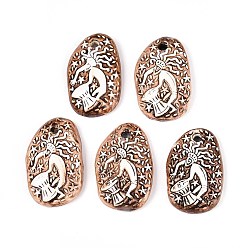 Верблюжий Ручной работы фарфора большие кулоны, самородки с человеком, фантазии античного стекла фарфора, верблюжие, 54~57x34~36x11~12 мм, отверстие : 4.5~5 мм