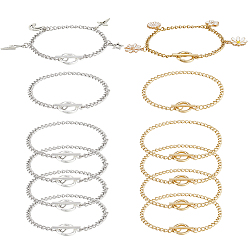 (52) Непрозрачная лаванда 12 шт. 2 цвета 304 витые цепочки из нержавеющей стали, браслеты, с 304 из нержавеющей стали тумблеров застежками, разноцветные, 7-1/8~7-7/8 дюйм (18~20 см), 6 шт / цвет