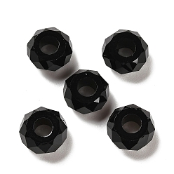 Черный Cmолы европейские шарики, бусины с большим отверстием, граненые, рондель, чёрные, 13.5x8 мм, отверстие : 5.5 мм