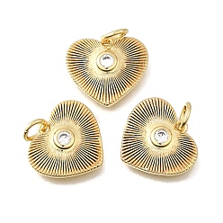 Настоящее золото 18K Латунные микро проложить кубического циркония подвески, сердце прелести, стойки покрытие, прочное покрытие, без кадмия и без свинца, с целью перехода в кольце, реальный 18 k позолоченный, 13x14.5x2.5 мм, отверстие : 3 мм