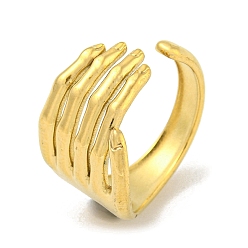 Золотой 304 открытая манжета из нержавеющей стали, пальцы руки, золотые, размер США 7 1/4 (17.5 мм)