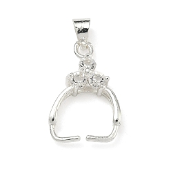 Серебро Латунь микро проложить кубический цирконий лед выбор и пинч поруки, долговечный, стойки покрытие, серебряные, 19x13.5x5 мм, отверстие : 5x3.5 мм, штифты : 1 мм