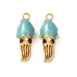 Бирюза 304 нержавеющей стальной эмали подвески, золотые, прелести осьминога, бирюзовые, 24x9.5x7 мм, отверстие : 1.8 мм