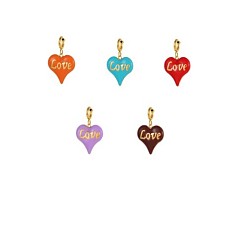 (52) Непрозрачная лаванда Подвески в форме сердца со словом «любовь» 304 эмалевые подвески из нержавеющей стали, реальный 18 k позолоченный, ионное покрытие (ip), разноцветные, 17x18 мм