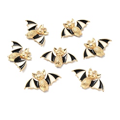Golden Halloween Alloy Enamel Pendants, Bat, Golden, 26x40x6mm, Hole: 2mm, 10pcs/bag