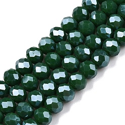 Зеленый Стеклянные бусины с гальваническим покрытием , гальваническое покрытие, граненые, рондель, зелёные, 6x5 мм, отверстие : 1 мм, около 80~85 шт / нитка, 38~40 см