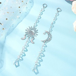 Нержавеющая Сталь Цвет 2шт. стеклянные подвесные ловцы солнца, с 201 подвесками из нержавеющей стали для украшения сада и улицы, Вс & луна, цвет нержавеющей стали, 215~218 мм