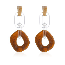 Седло Коричневый Акриловые овальные серьги-гвоздики, седло коричневый, 110x35 мм