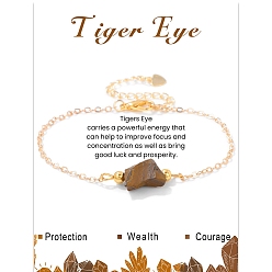 Тигровый глаз Женские браслеты со звеньями из грубого необработанного натурального тигрового глаза, 4-3/4 дюйм (12 см)
