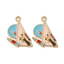 Другие Подвески из сплава с эмалью выпускного сезона, без кадмия, без никеля и без свинца, золотой свет, правитель, 25x20x1.5 мм, отверстие : 1.8 мм