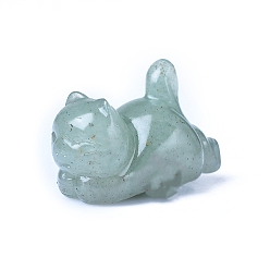 Зеленый Авантюрин Резной натуральный авантюрин зеленый кошка форма витрина украшения, для домашнего офисного стола, 40 мм