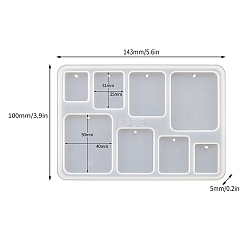 Rectangle Силиконовые формы для подвесок своими руками, формы для литья смолы, для уф-смолы, изготовление изделий из эпоксидной смолы, прямоугольные, 100x143x5 мм