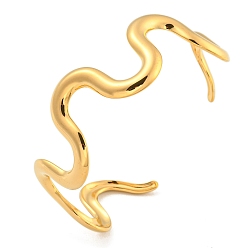 Настоящее золото 18K 304 открытые браслеты-манжеты из нержавеющей стали, волнистая кольцо, реальный 18 k позолоченный, 3/4 дюйм (2 см), внутренний диаметр: 2-1/4 дюйм (5.7 см)