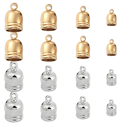 (52) Непрозрачная лаванда 48шт. 8 стили латунные наконечники шнура, Торцевые крышки, конус, разноцветные, 9~15x6~12 мм, отверстие : 1.5~2 мм, внутренний диаметр: 5~10.5 мм, 6 шт / стиль