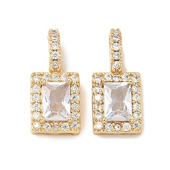 Прозрачный Латунные микро проложить кубического циркония подвески, прямоугольник амулеты, реальный 18 k позолоченный, прозрачные, 19.5x9x5 мм, отверстие : 5x3.5 мм