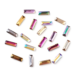 Mixed Color K9 Glass Rhinestone Cabochons, Flat Back, Faceted, Rectangle, Mixed Color, 8x2.5x1.5mm