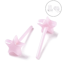 Pink Гипоаллергенные серьги-гвоздики со звездами из биокерамики и циркония, не выцветает и не содержит никеля, розовые, 5.5x5.5 мм