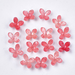 Светло-Коралловый Бусинки из ацетата целлюлозы (смолы), 4-лепесток, цветок, свет коралловый, 13x13x3 мм, отверстие : 1 мм