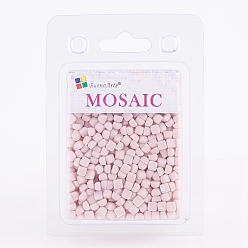 Misty Rose Glass Mosaic Tiles Cabochons, for Crafts Art, Imitation Jade, Square, Misty Rose, 4.8x4.8x3.5mm, about 200g/box