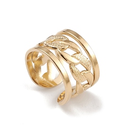 Настоящее золото 14K Ионное покрытие (ip) 304 манжеты из нержавеющей стали, кольцо с широкой полосой для женщин с полым элементом цепи, реальный 14 k позолоченный, 13 мм, внутренний диаметр: 17.5 мм