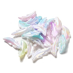 Разноцветный Непрозрачные акриловые бусины, AB цвет, перо, красочный, 39.5x15x7 мм, отверстие : 1.5 мм