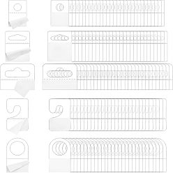 Clear 250Pcs 5 Style Transparent PVC Self Adhesive Hang Tabs, with Euro Slot Hole Foldable, for Store Retail Display Tabs, Mix-shaped, Clear, 50pcs/style