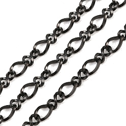 Черный 304 витые звеньевые цепи из нержавеющей стали, с катушкой, несварные, ионное покрытие (ip), чёрные, 8x5x2 mm и 9x4x3 mm