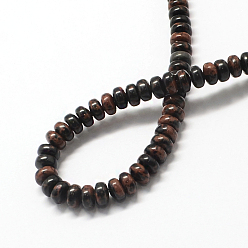 Mahogany Obsidian Rondelle Natural Mahogany Obsidian Bead Strands, 6~7x4~5mm, Hole: 1mm, about 93pcs/strand, 15.7 inch