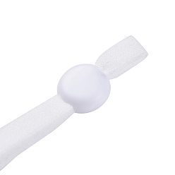 White Hollow Flat Nylon Elastic Band, Mouth Cover Earloop Cord, with Plastic Adjustment Lanyard Buckle, DIY Mouth Cover Material, White, 10.5x0.5cm, Buckle: 10mm