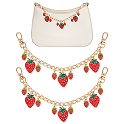 Light Gold 2 шт. сплав эмали красный клубничный шарм алюминиевая сумка декоративные цепочки, с поворотными застежками сплава, золотой свет, 231 мм